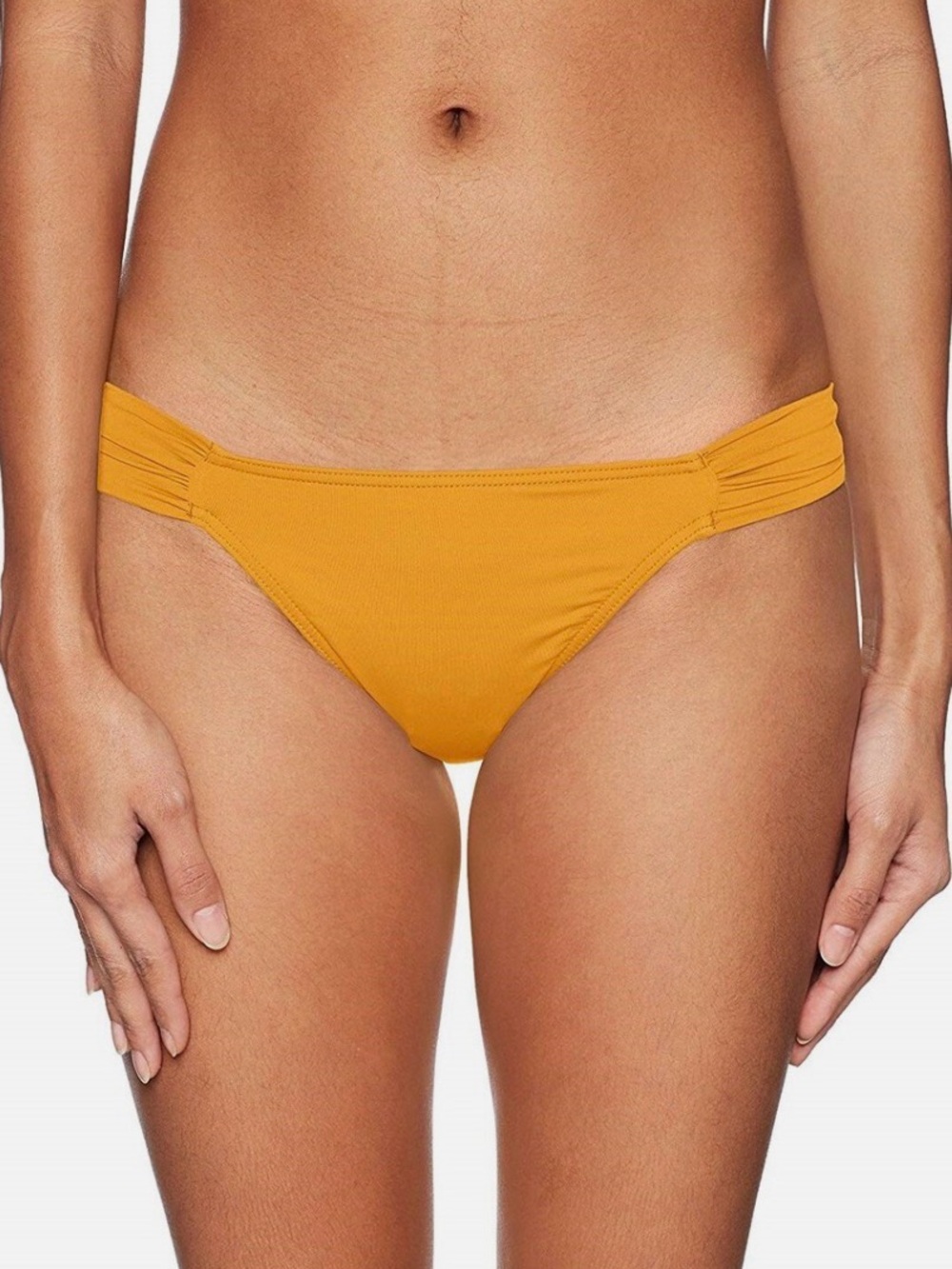 •O’NEILL•NWOT MUSTARDYELLOW SALTWATER SHIRRED HIPSTER CHEEKY BIKINI BOTTOM SMALL